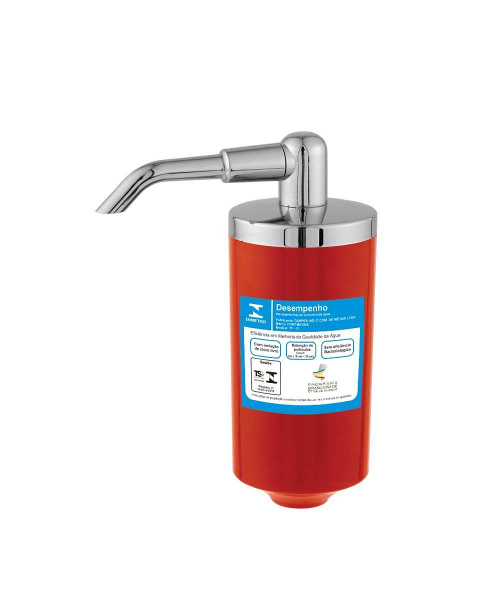 Copo p/ Filtro Color Vermelho com tampa Cromada Pró-Saúde ABS